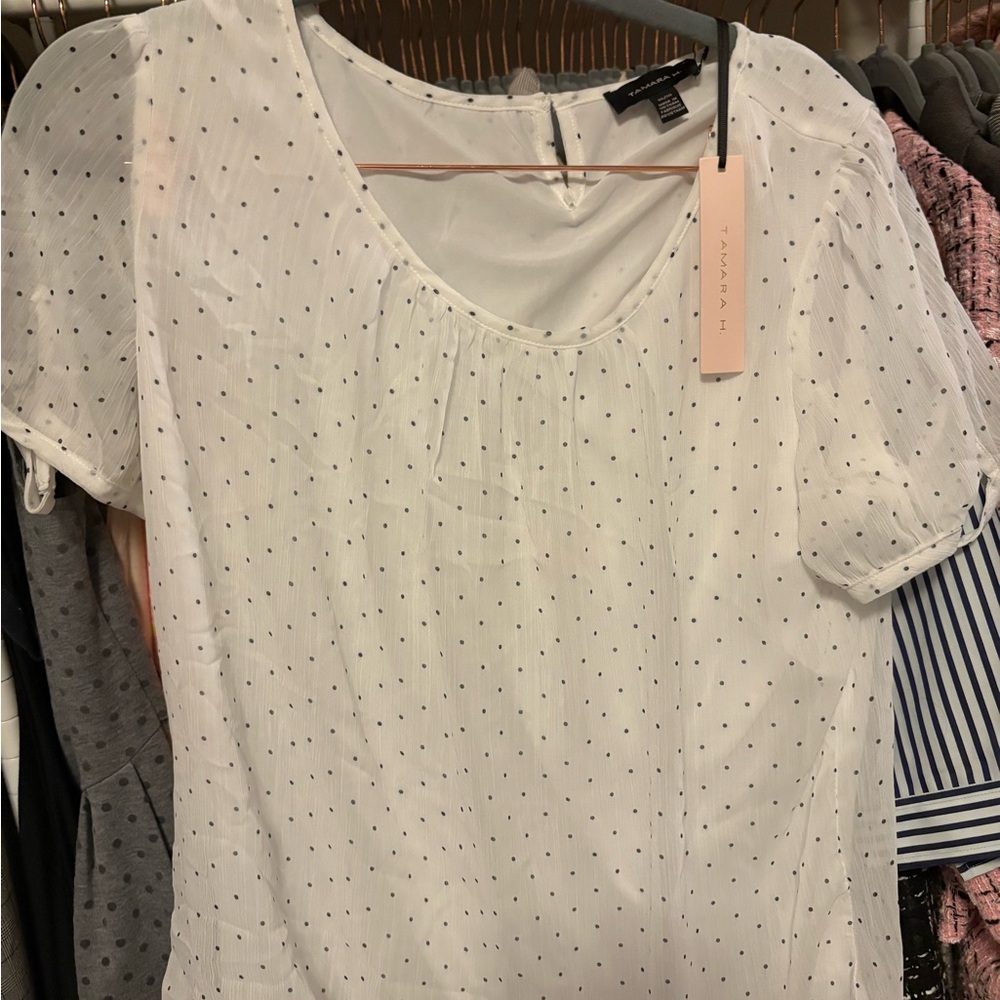 White Polka Dot Top